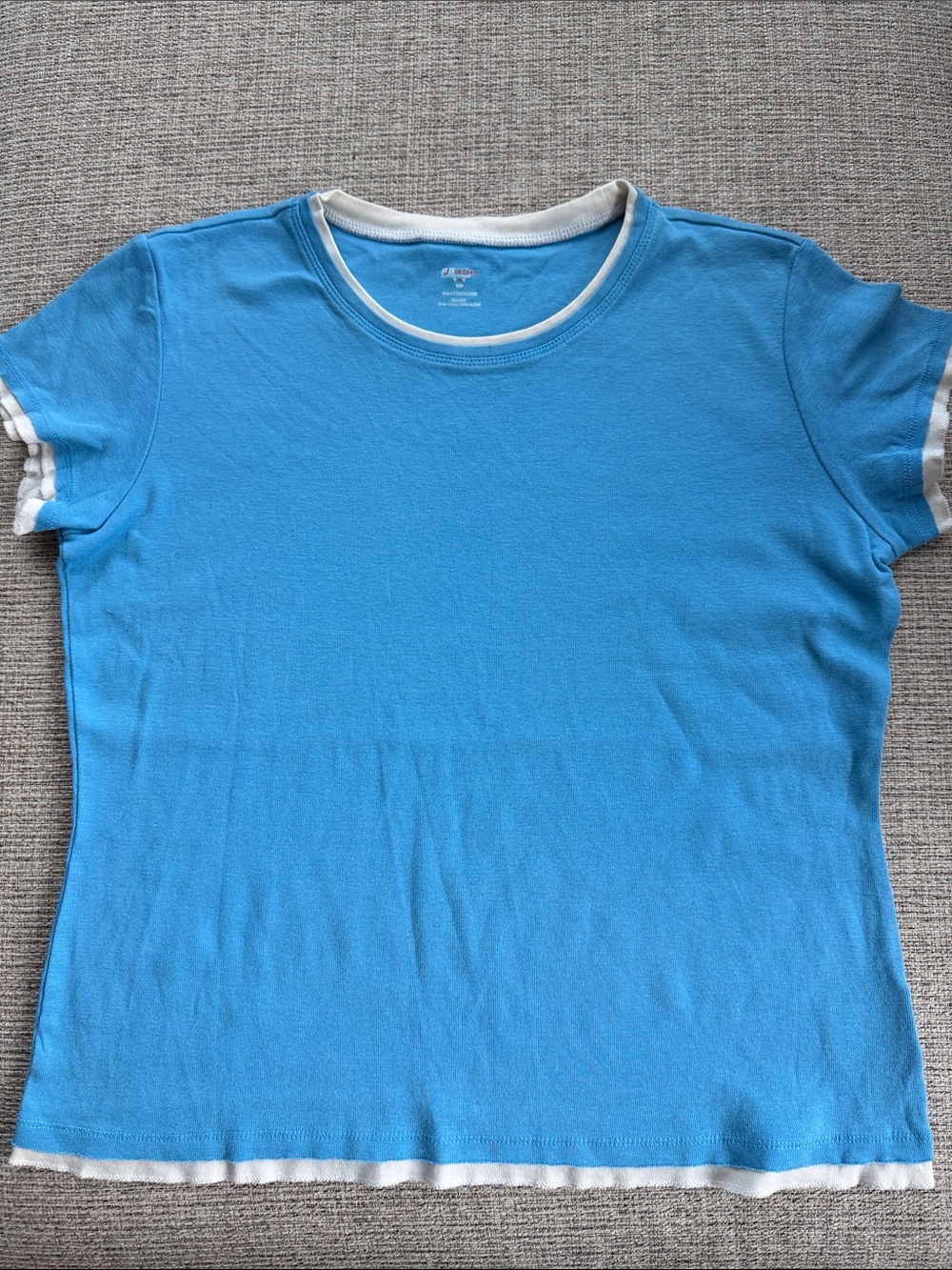 Women's Short Sleeve Ringer Tee in Sky Blue with White Trim